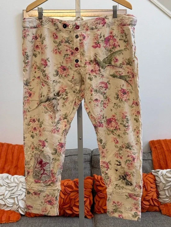 ❣️🆕Magnolia Pearl Floral Underjohns Pants Bird Appliqué Cupid Rose One Size❣️ - Picture 2 of 11